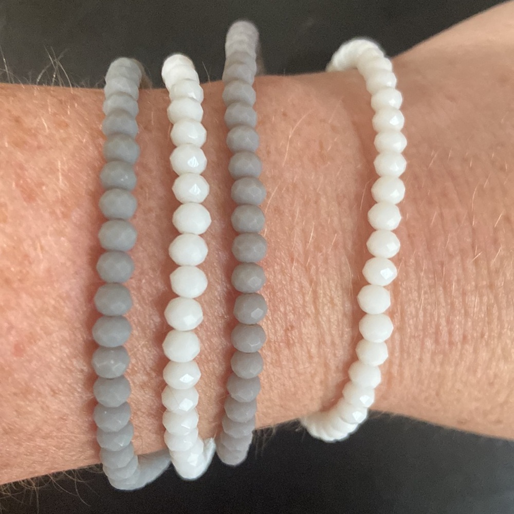 Matte gray and white beaded 15 in chokers Rachel Lynn X Corri Lynn